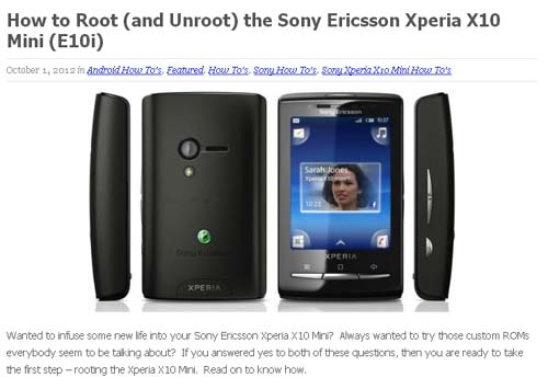 How to Root (and Unroot) the Sony Ericsson Xperia X10 Mini (E10i)