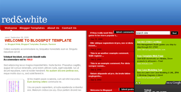 Red.White Blogspot Template