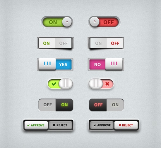 Toggle Switches UI PSD