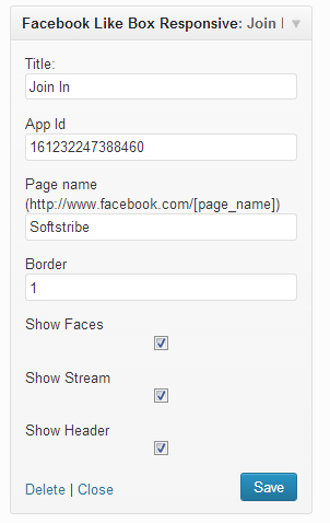 Responsive Facebook Like Box Widget Settings