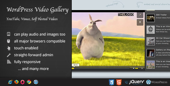 Video Gallery WordPress Plugin w YouTube, Vimeo
