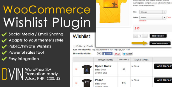 DVin WooCommerce Wishlist WP Plugin