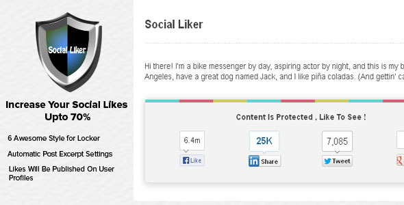 Social liker - Social Locker For WordPress 