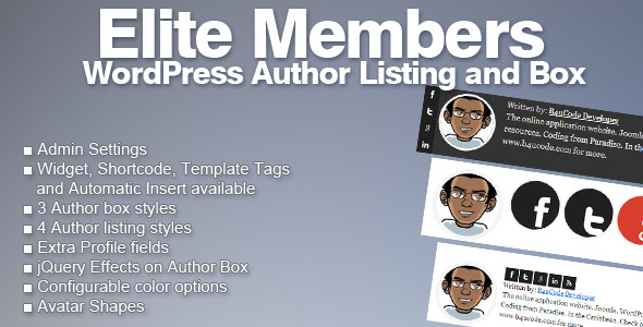 Elite Members - WordPress Author Listing and Box