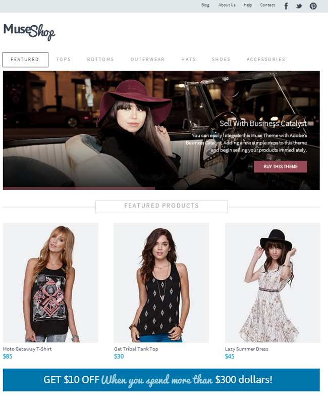 Muse Shop - eCommerce Storefront Muse Theme