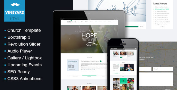 Vineyard Church - One Page Responsive Religious