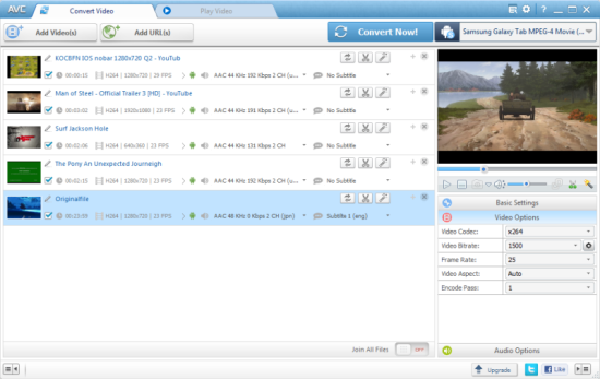 Main window of Any Video Converter Free