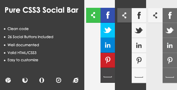Pure CSS3 Social Bar