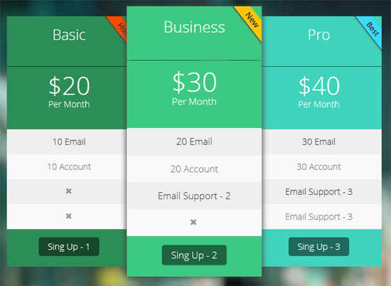 How to Add Pure CSS3 and HTML Pricing Tables in WordPress