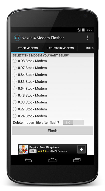 Nexus 4 Modem Flasher Android app