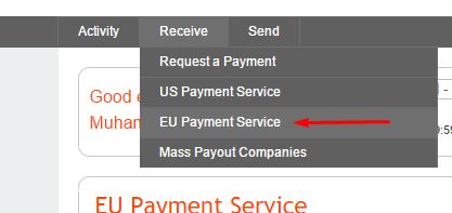 Euro Payment Service from Menu