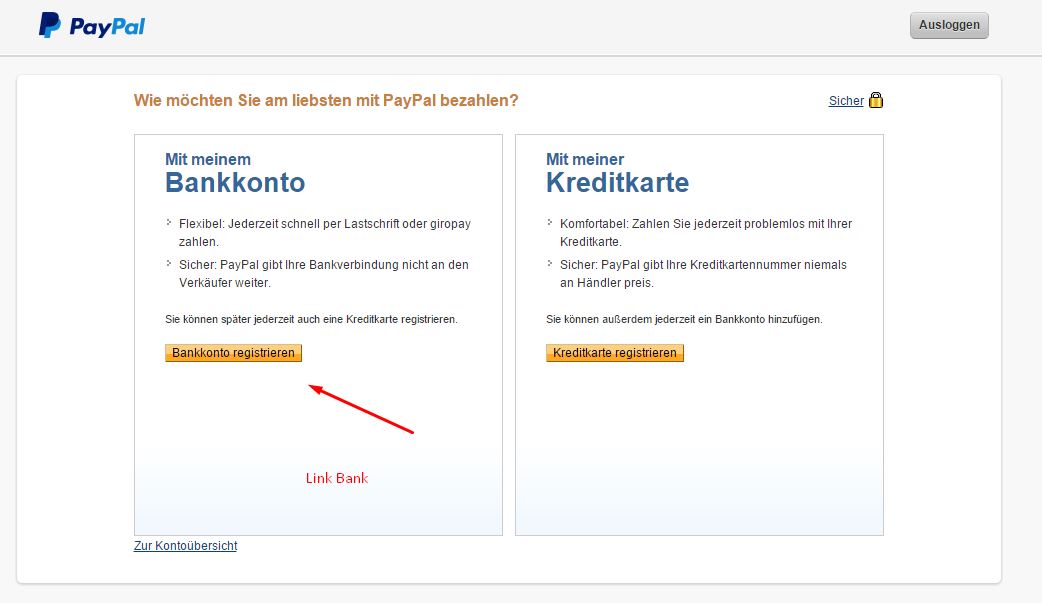 Link Bank Account in German PayPal Account