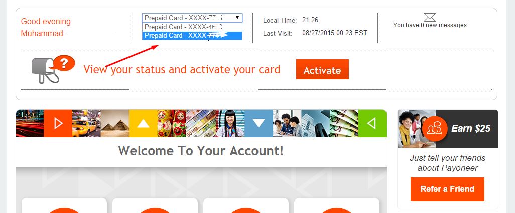 Select the Euro account from top in Payoneer