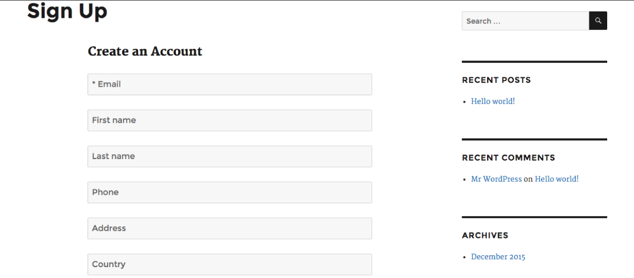 create an account with simple account system plugin