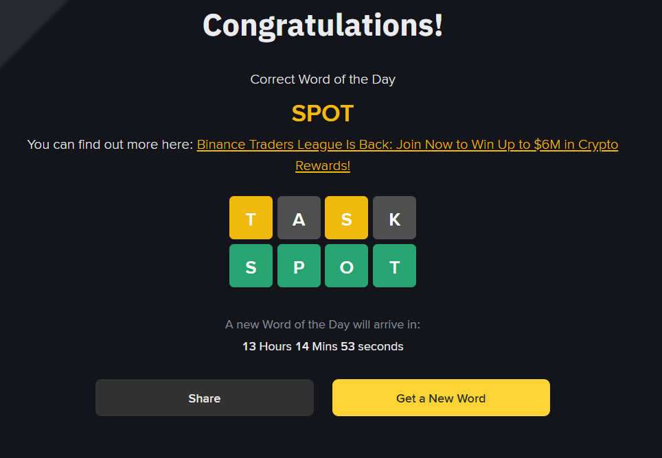 4 letter word binance today answer 18 June 2025