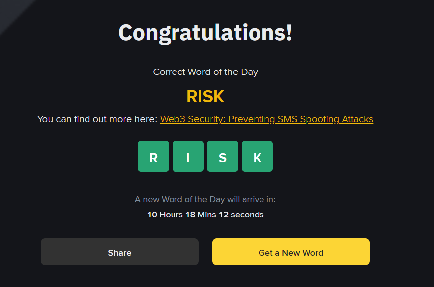 4 letter word binance today