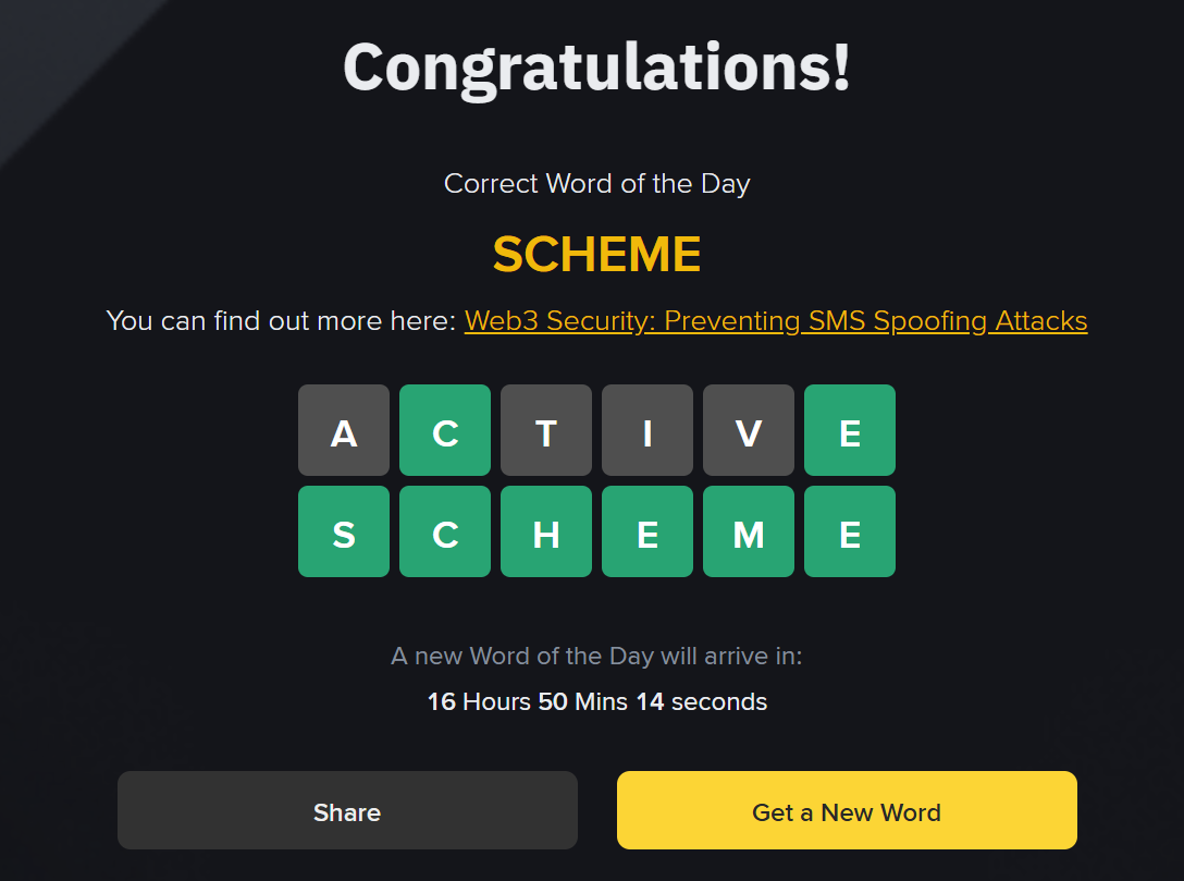 6 word answer june 12 Binance