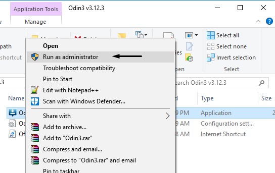 Odin3 v3.12.3 Run as Admin