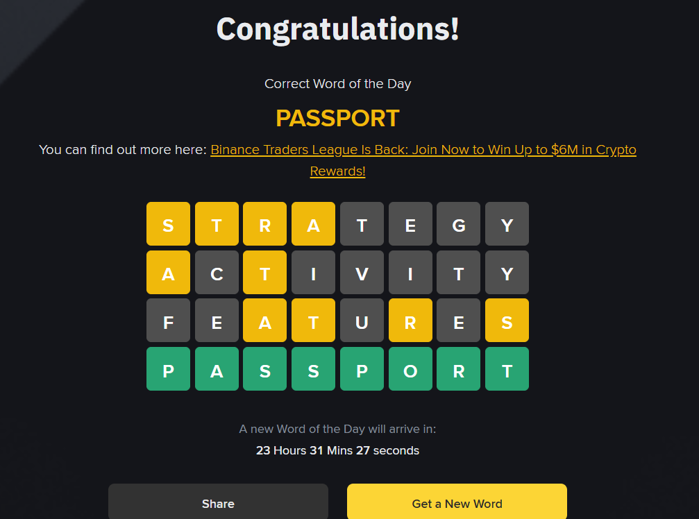 Binance 8-Letter Word Of the Day Answers for June 16, 2025 (Theme: Traders League)