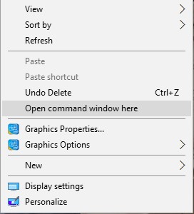 Shift Command Prompt in Windows 10
