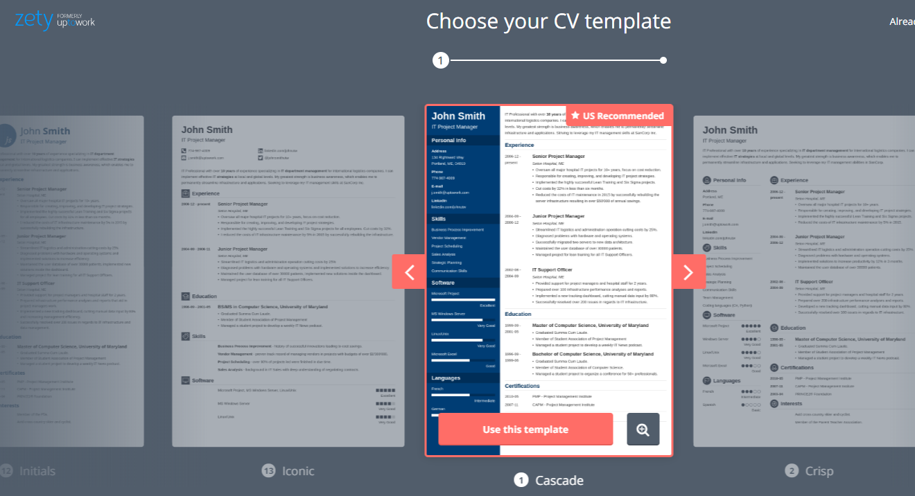 zety resume templates