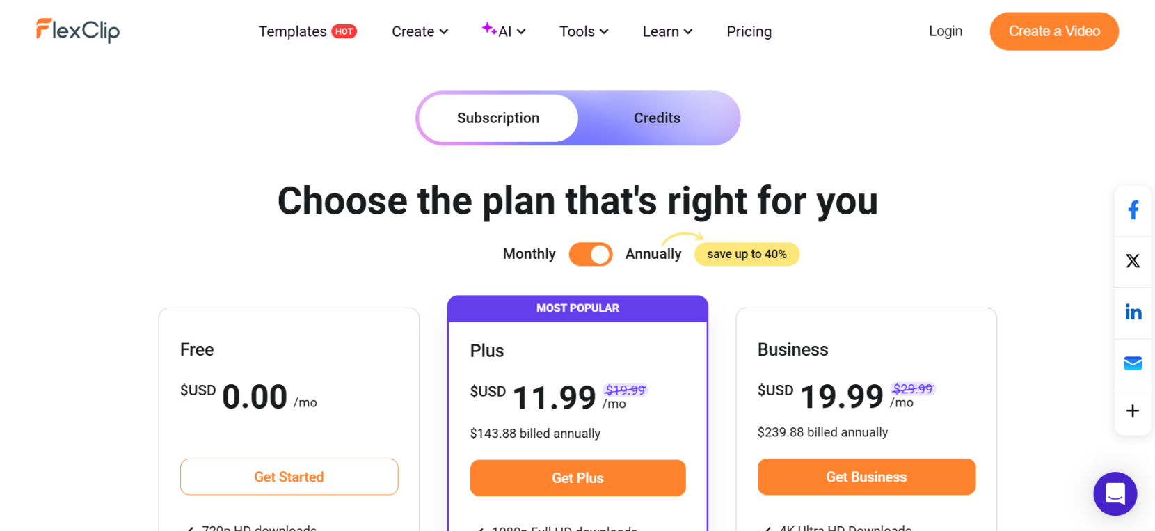 FlexClip Pricing