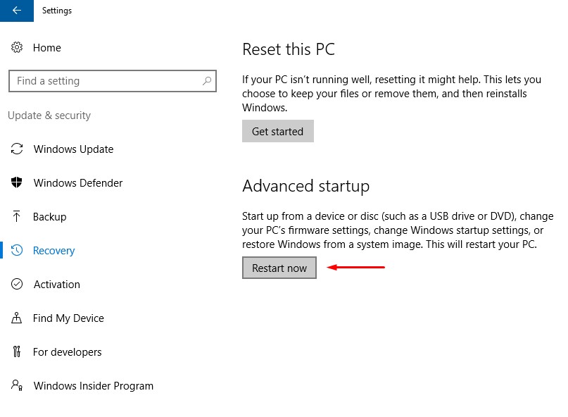 restart windows 10 in safe mode